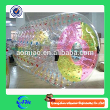 factory transparent tpu inflatable water roller for adult and kids with red dots